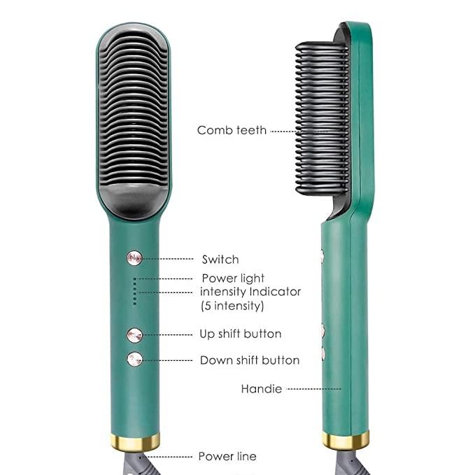 Professional Hair Straightener & Curler Brush | Tourmaline Ceramic 2-in-1 Hair Comb